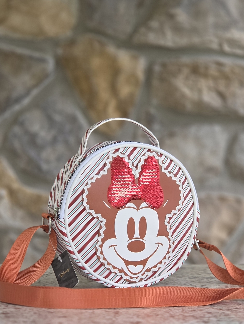 Disney Minnie Mouse Gingerbread Smile Round Crossbody Bag
